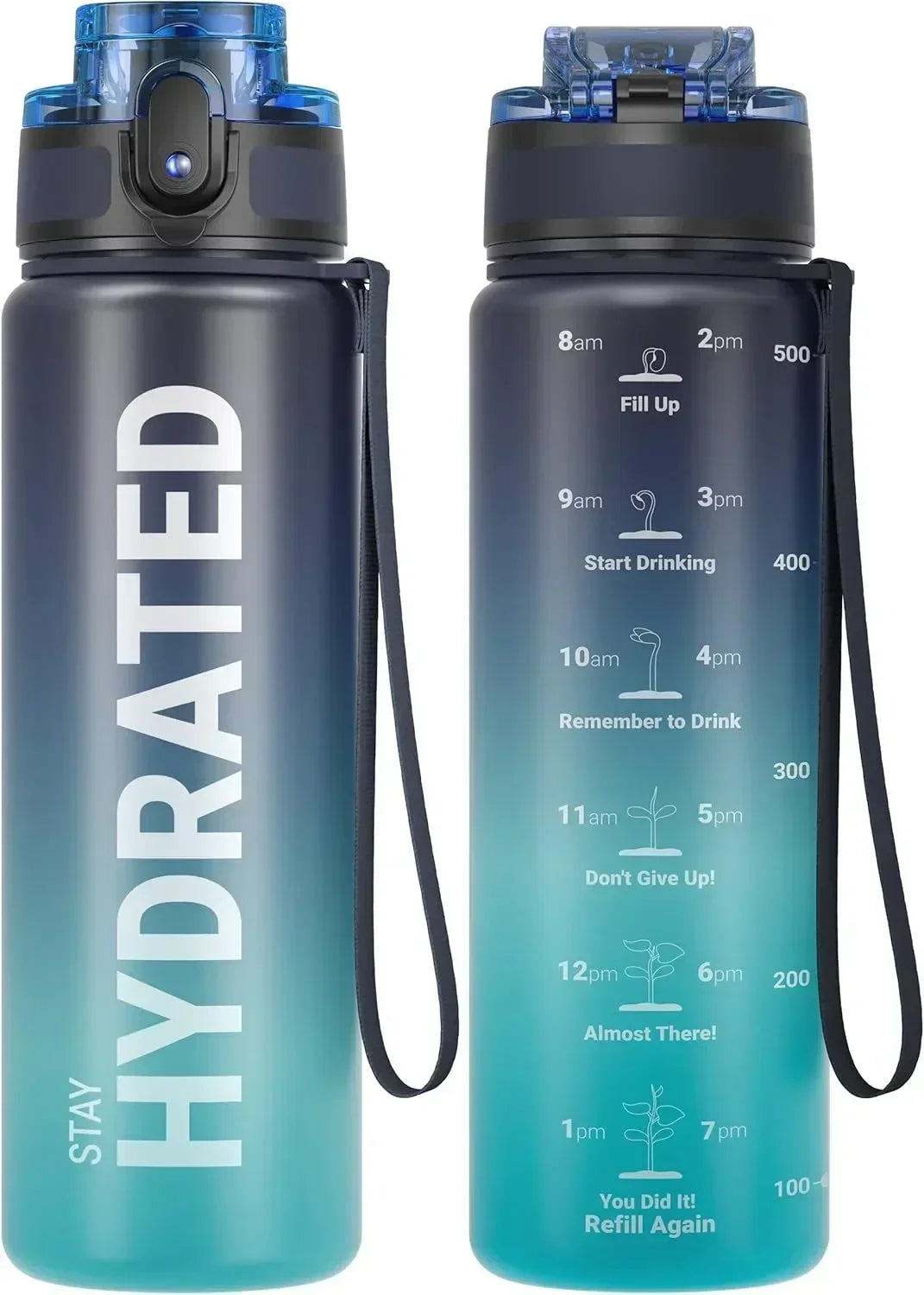Packaging of the 32oz motivational water bottle, great for gifting or personal use.