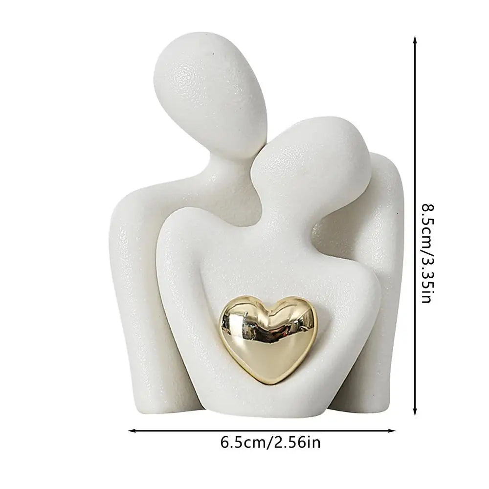 Elegant Nordic abstract couple statue ornament, ideal for living room or office display.