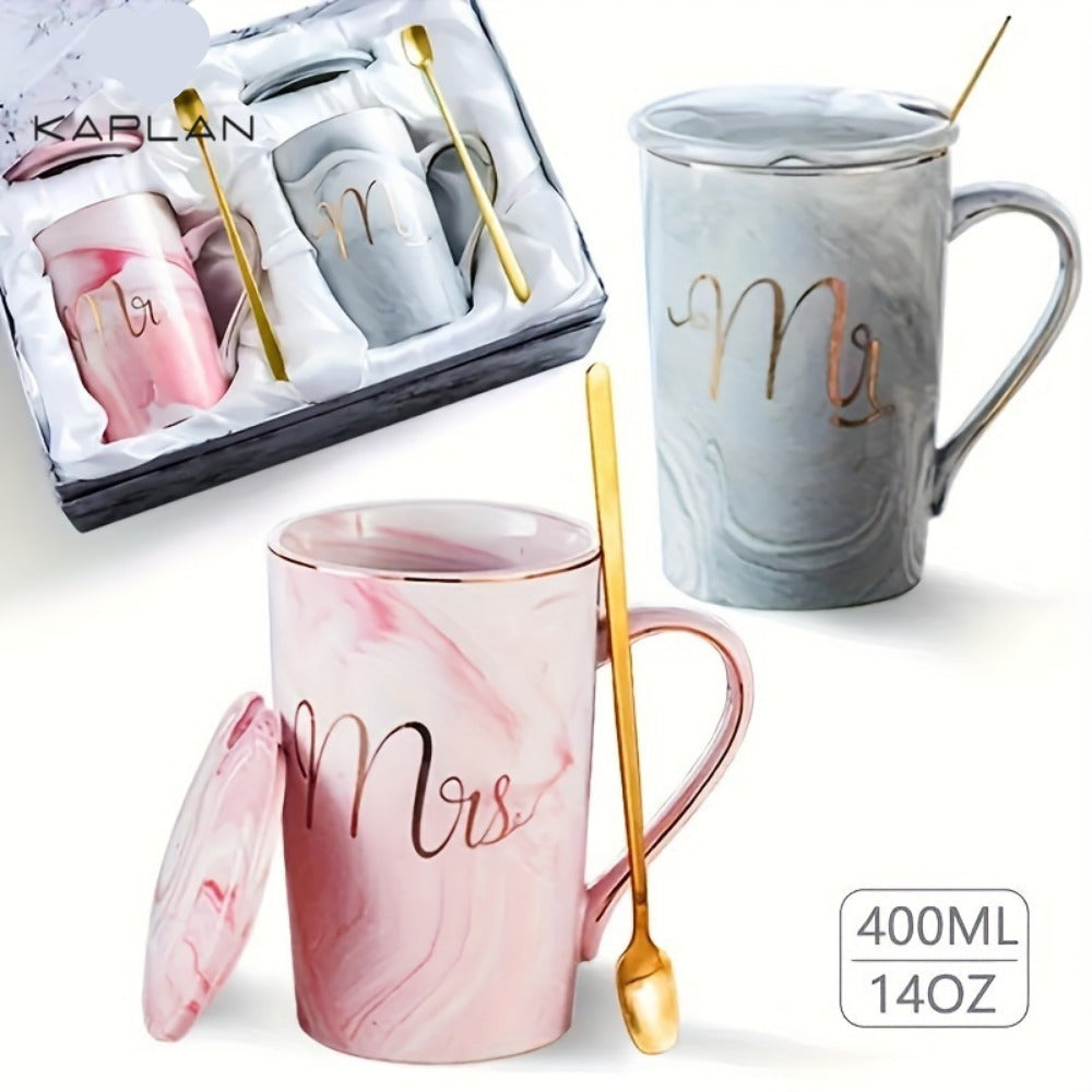 Beautifully crafted ceramic mugs with matching lids and spoons—perfect for cozy mornings at home or as a thoughtful gift for a loved one.