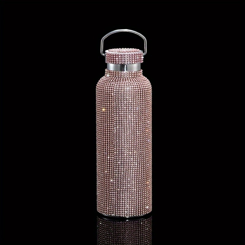 Detailed view of the sparkling rhinestone embellishments on the insulated cup, highlighting luxury and attention to detail.