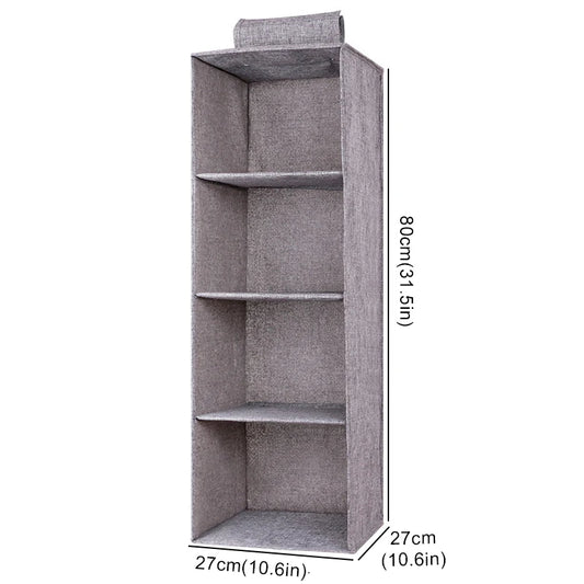 Closet hanging storage rack designed to neatly organize underwear, socks, and small accessories.