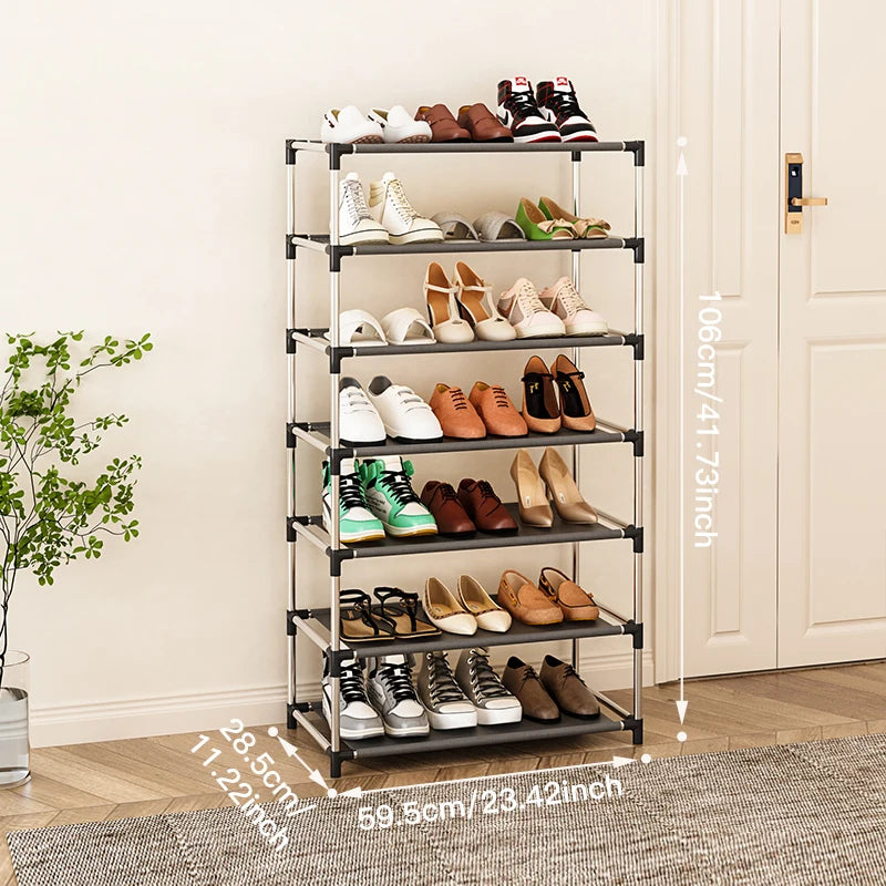 Heavy-duty metal shoe organizer with a minimalist design, providing long-lasting durability and elegant storage.