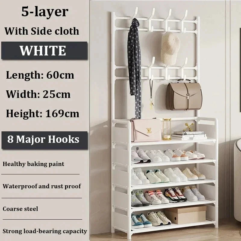 Close-up showing the durable materials and construction of the multi-tier shoe rack.