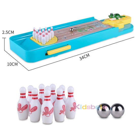 Educational mini desktop bowling set, perfect for home, office, or parties, encouraging parent-child interaction and playful learning.