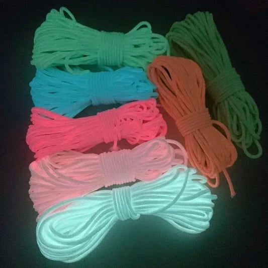 Close-up shot of the 4mm glow-in-the-dark nylon paracord showing its durable 9-strand construction and premium quality.