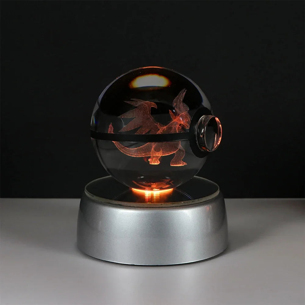 Pokémon Gengar LED crystal ball displayed on an LED base, enhancing its 3D design.