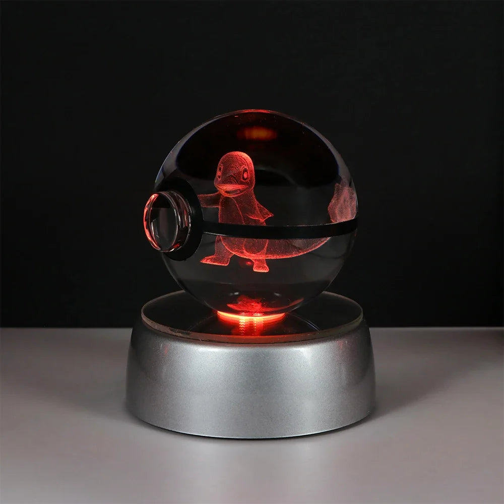 Gengar Pokémon 3D LED crystal ball night light on a stylish display stand for gaming rooms.