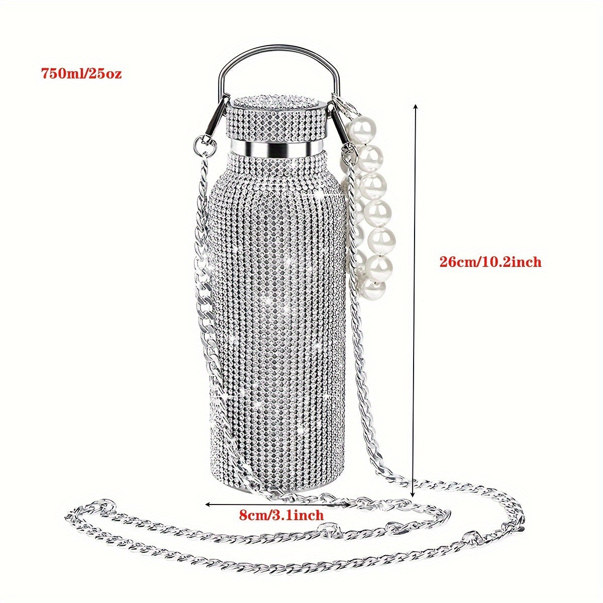 Sparkling diamond insulated bottle in elegant gift packaging, perfect for Christmas, birthdays, and special occasions.
