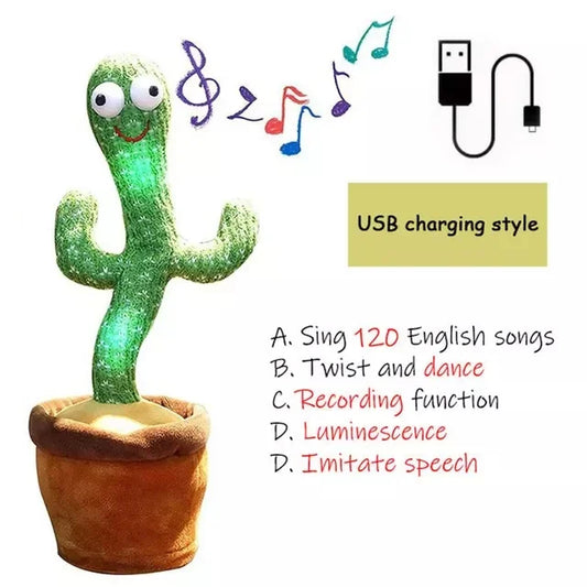 LED glowing dancing cactus toy with music and dancing features, perfect for enhancing sensory development in toddlers and children