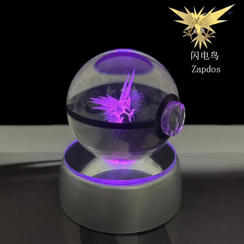 Mewtwo Pokémon LED crystal ball mounted on an LED base, creating a stunning home decoration piece.