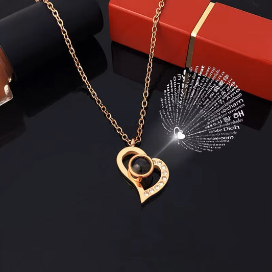 Stunning heart pendant necklace with rose gift box, ideal for Valentine’s Day, anniversaries, and special occasions.