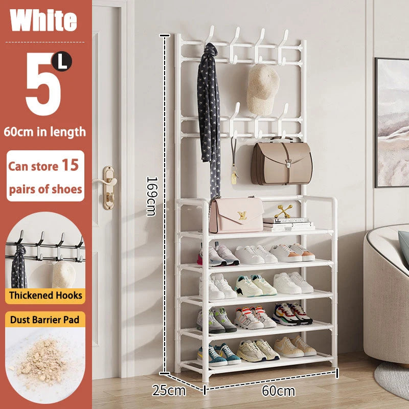 Shoes neatly organized in a bedroom using the multi-tier shoe rack, keeping the space tidy.