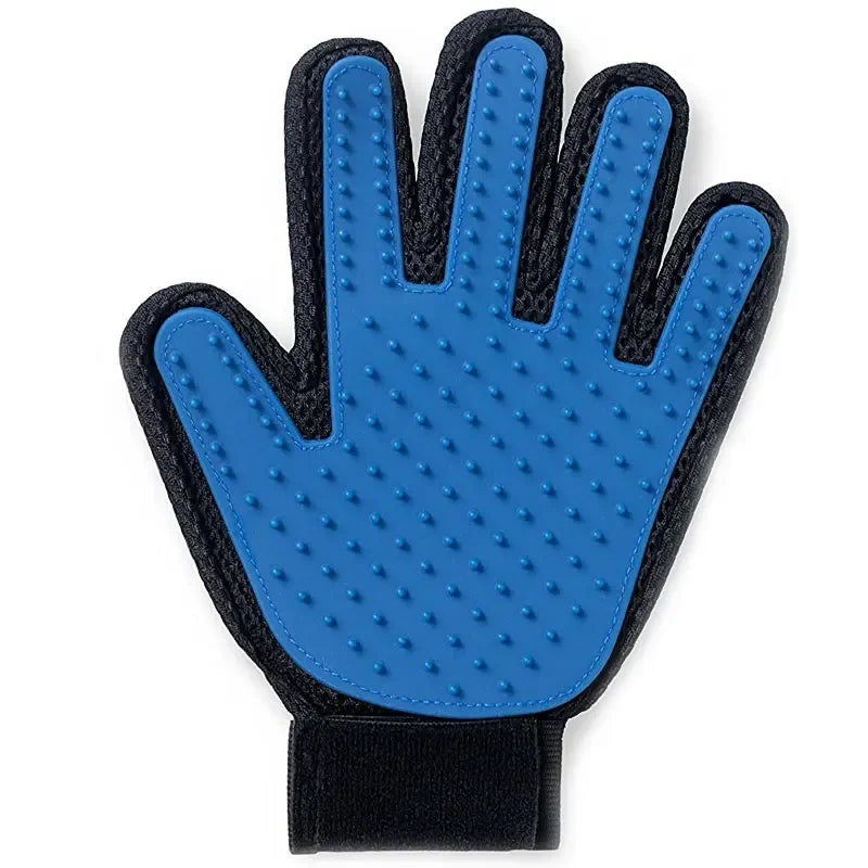 Multifunctional silicone pet grooming gloves for cleaning, shedding, massaging, and bathing pets.
