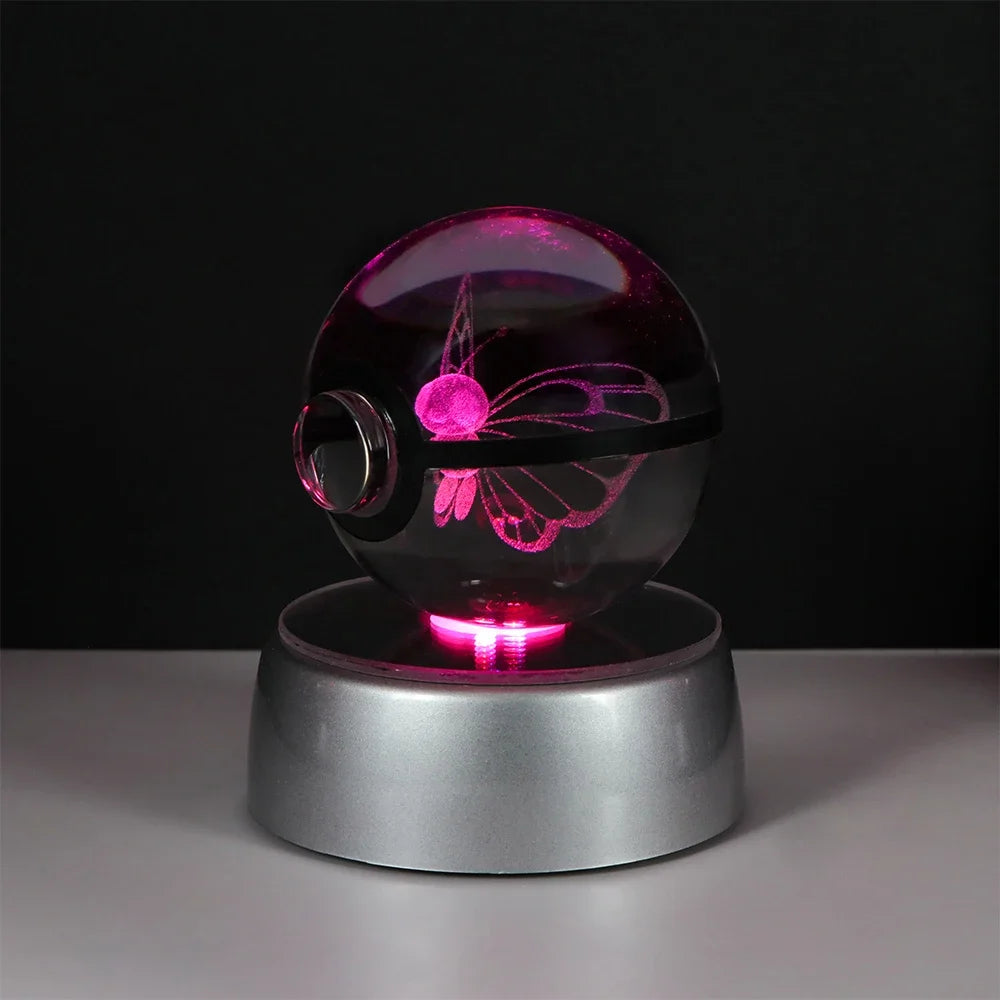 Pikachu Pokémon LED crystal ball night light showcasing bright, colorful LED illumination.