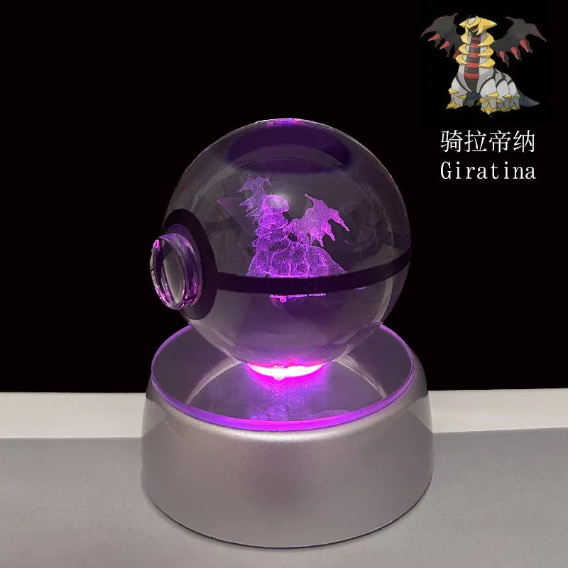 Pikachu Pokémon 3D crystal ball used as an anime-inspired LED decoration for homes and offices.