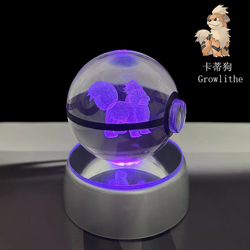 Pikachu Pokémon LED crystal ball featuring changing multicolor light modes for stunning decor.