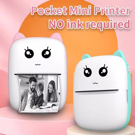 Portable wireless thermal printer compatible with Android and iOS devices, ideal for home, office, and travel use.