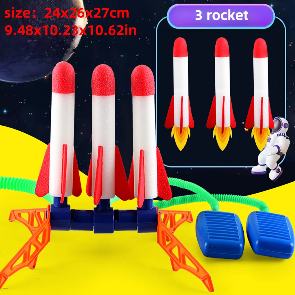 Children enjoying outdoor family games with rocket launcher toy, perfect for sports and birthday gifts.