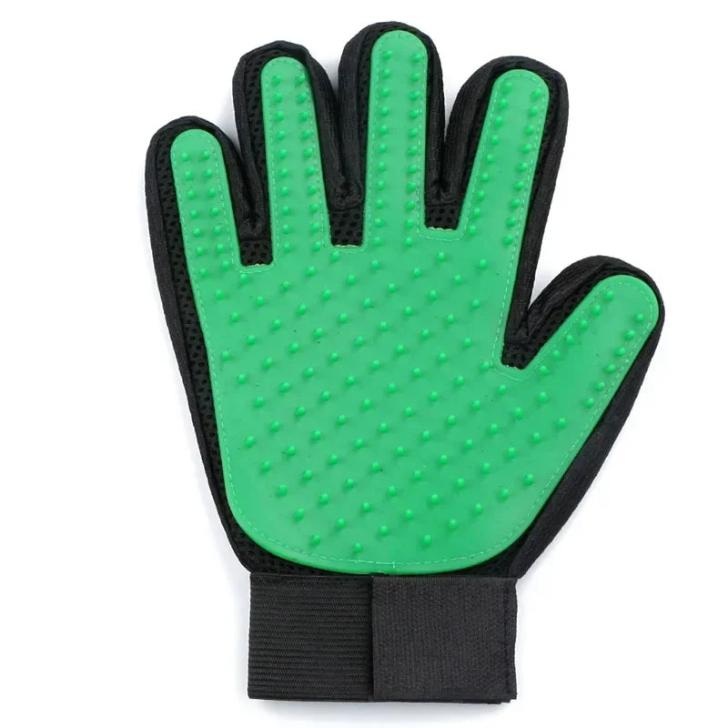 Pair of silicone pet grooming gloves, perfect for effective cleaning, bathing, and brushing pets.