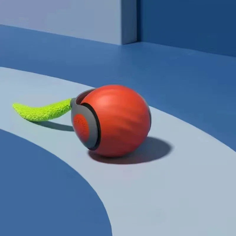 Smart electric cat toy ball placed on the floor, ideal for indoor cats and stimulating hunting instincts.