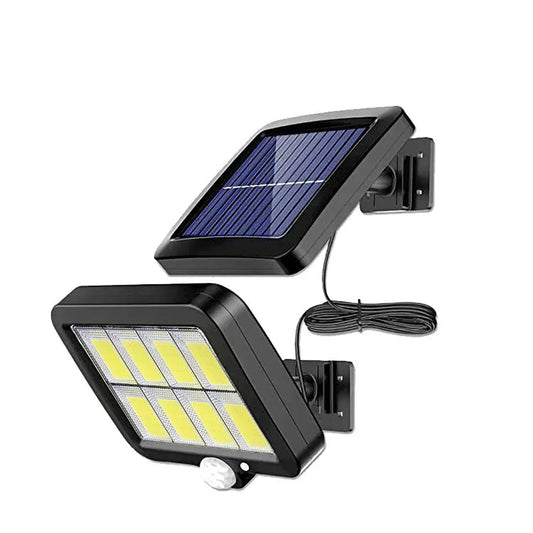 Waterproof solar wall light with motion sensor, ideal for gardens, patios, porches, and security lighting.