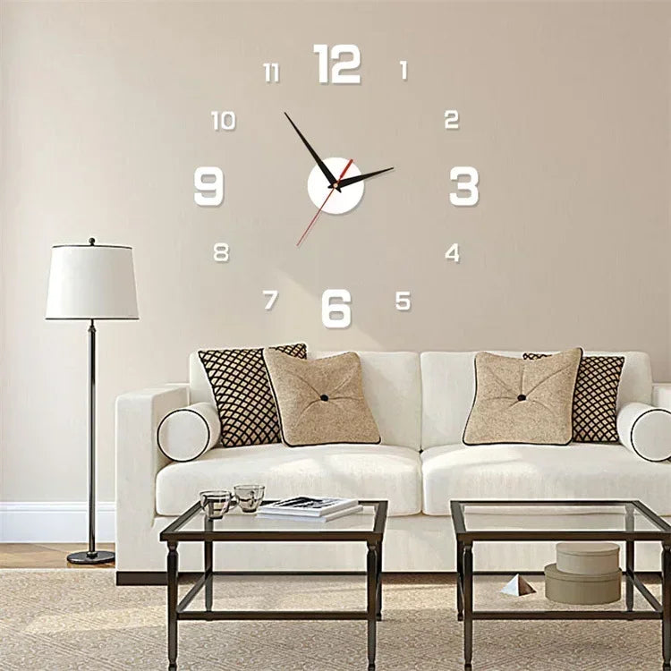 40CM DIY quartz wall clock used in a bedroom, combining functionality with contemporary interior design.