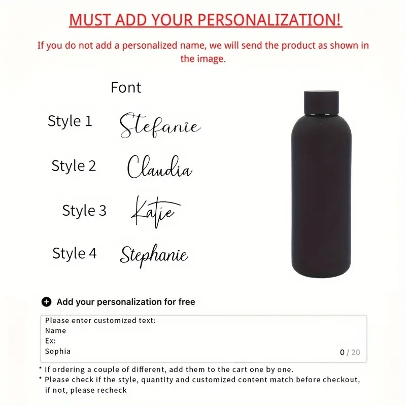 Personalized water bottle displayed on a sports bag, perfect for outdoor activities