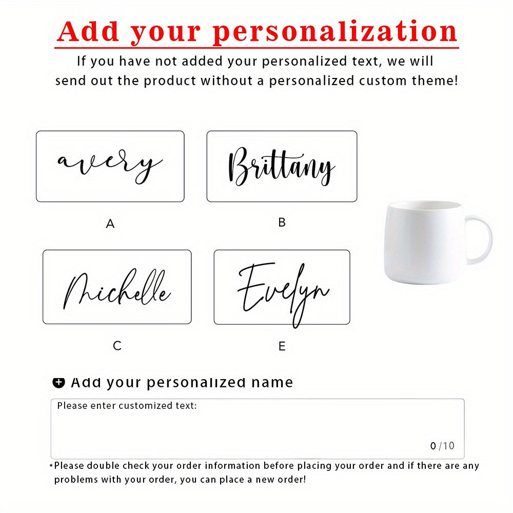 White customizable coffee mug displayed as a bride or bachelorette gift