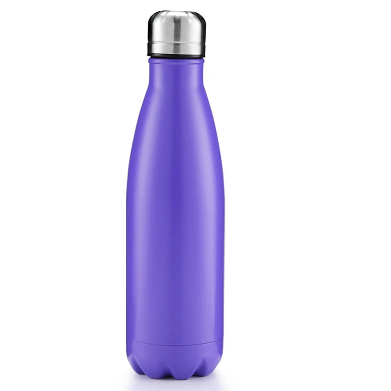 Multiple color options of DIY water bottles with custom printing.