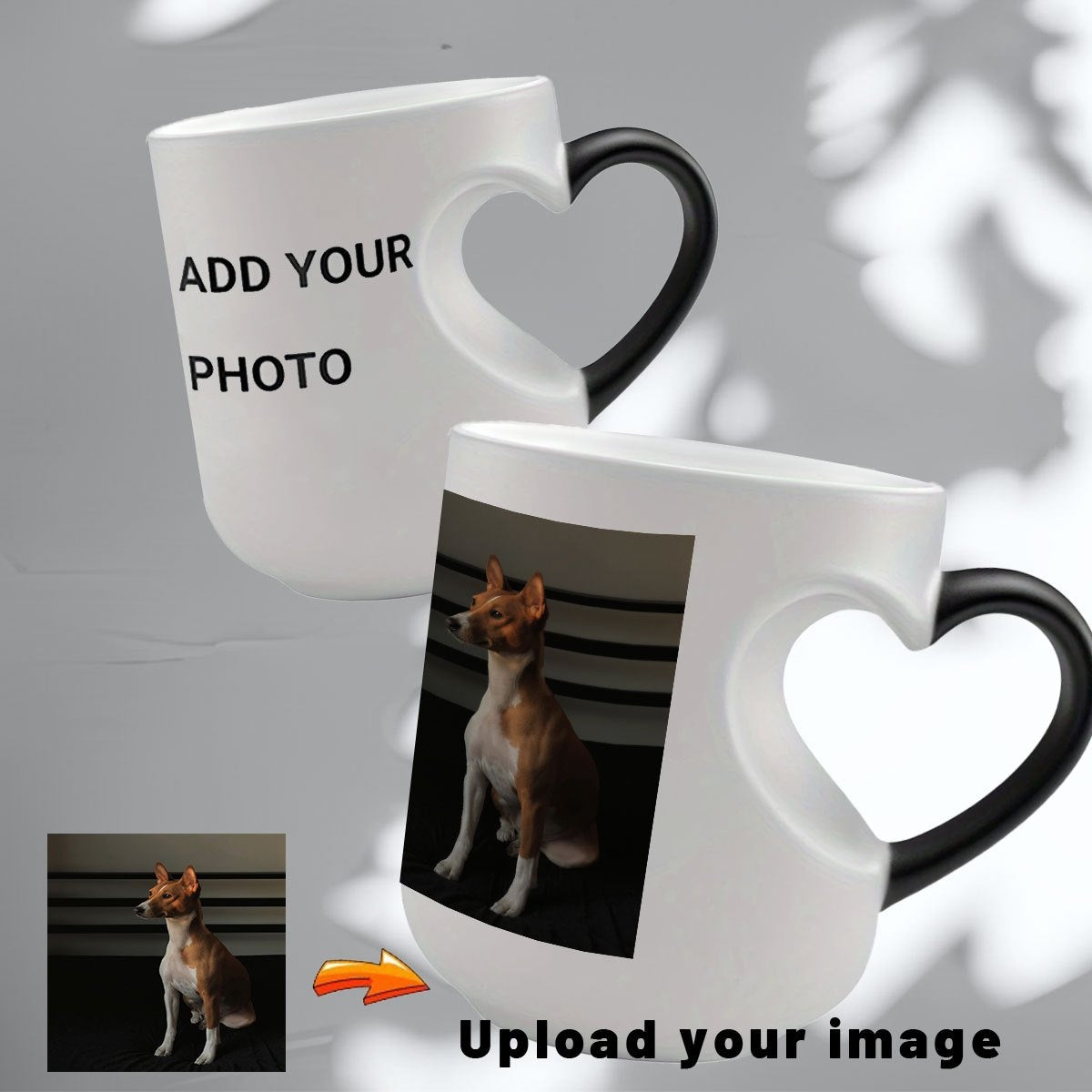 Front view of customizable architectural blueprint-style coffee mug with personalized image and motherhood design