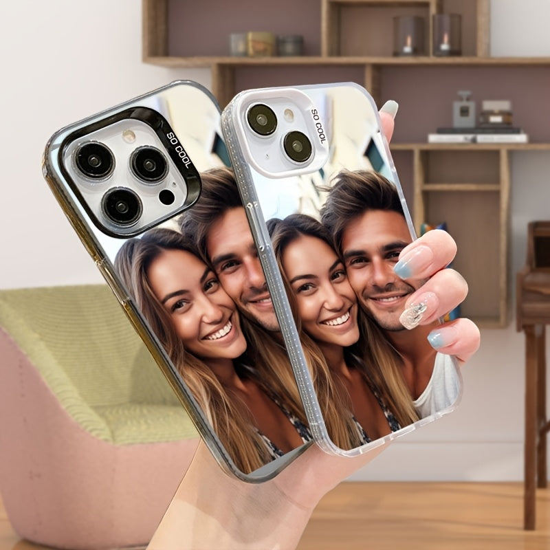 Personalized couple photo phone case in gift-ready packaging, perfect for holidays