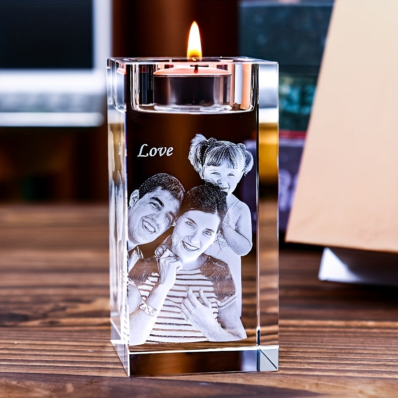 Engraved glass candle holder in gift-ready packaging, perfect for special occasions