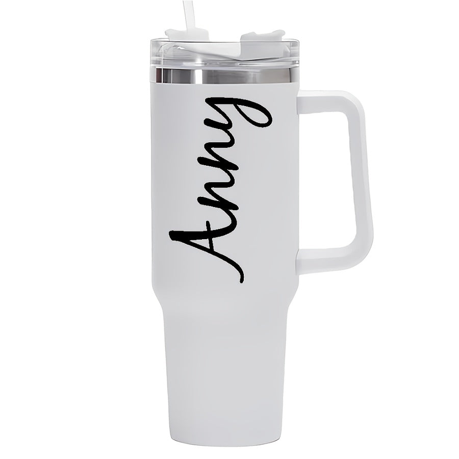 Close-up of the secure lid and reusable straw on 40oz stainless steel mug