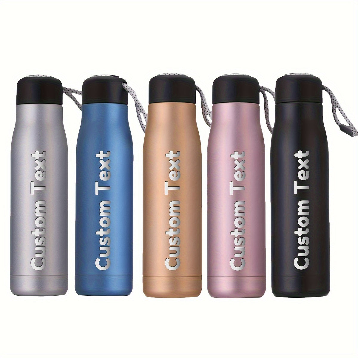 Front view of personalized sports water bottle with custom engraved name