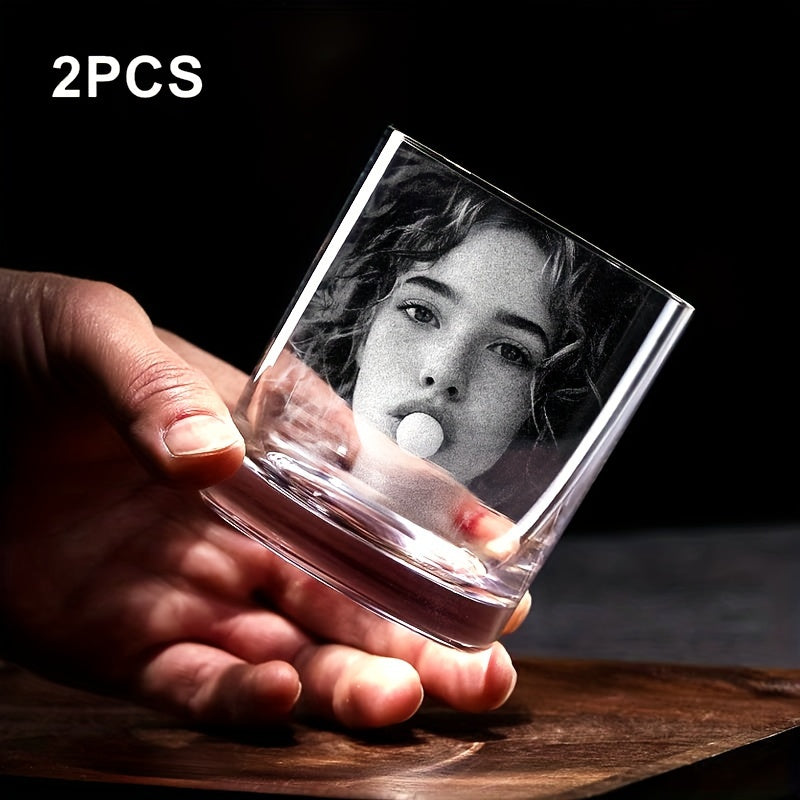 Customized whiskey glass shown as a perfect Father’s Day gift