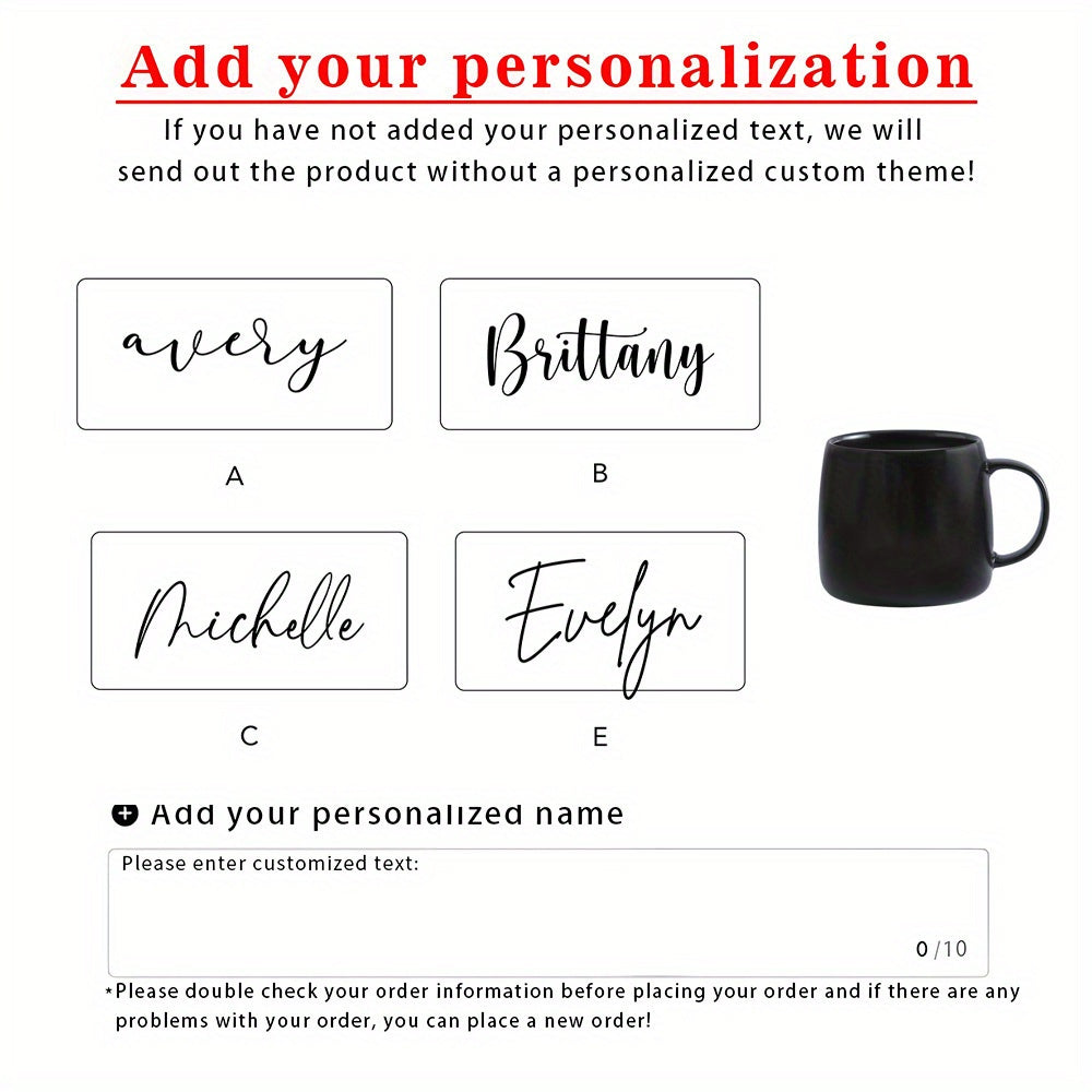 Pink ceramic mug with custom name shown in hand, ideal for tea or cappuccino