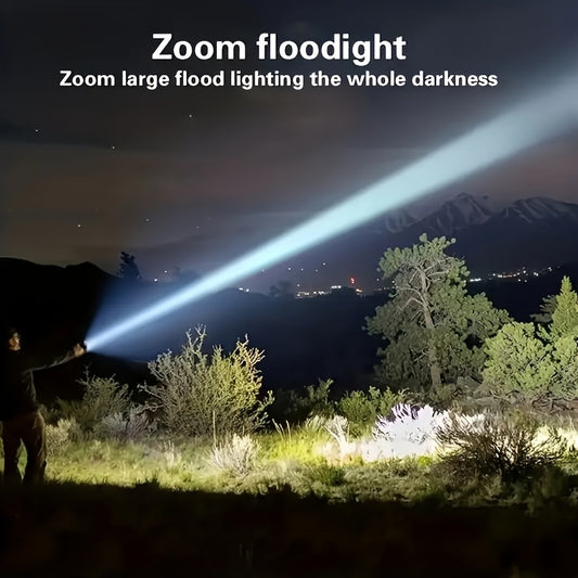Portable rechargeable flashlight perfect for hiking, travel, and emergency use