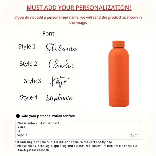 Top view showing the small mouth opening of the personalized water bottle