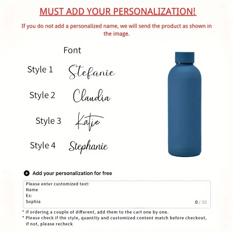 Customized stainless steel bottle in gift packaging, ideal for holidays and bridesmaids