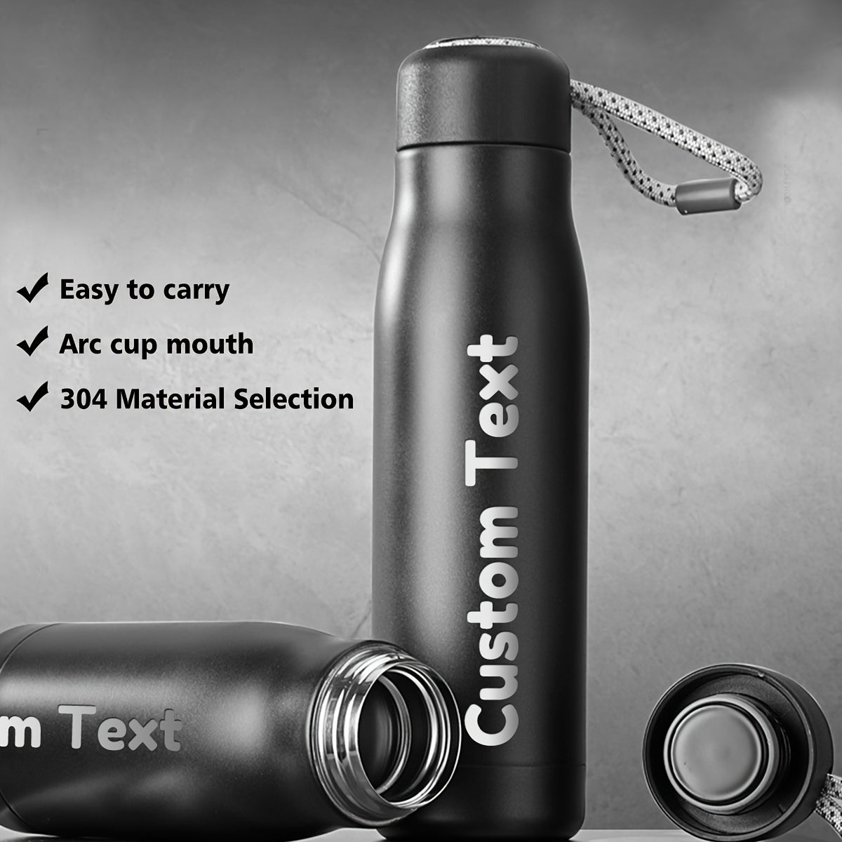 Side view of leak-proof personalized water bottle for outdoor use