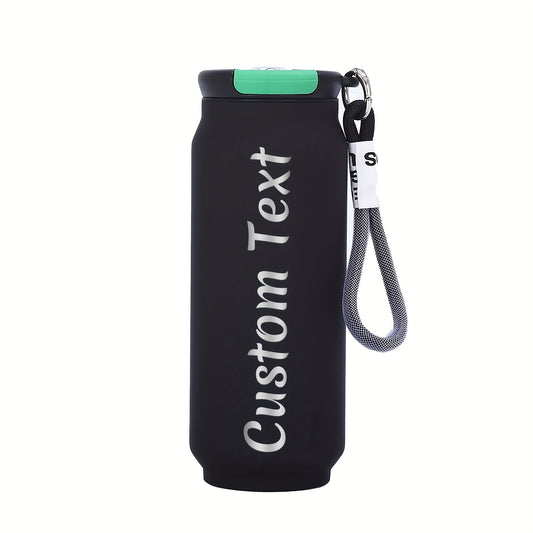 Close-up of wide mouth opening on custom stainless steel water bottle, ideal for easy filling