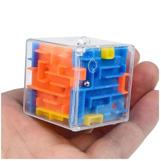  Front view of the 3D Maze Magic Cube showing transparent layers and colorful paths for the rolling ball.