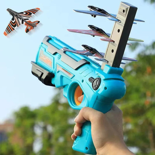 Aircraft shooting game toy for kids, featuring an easy-to-use ejection plane design for outdoor fun and play
