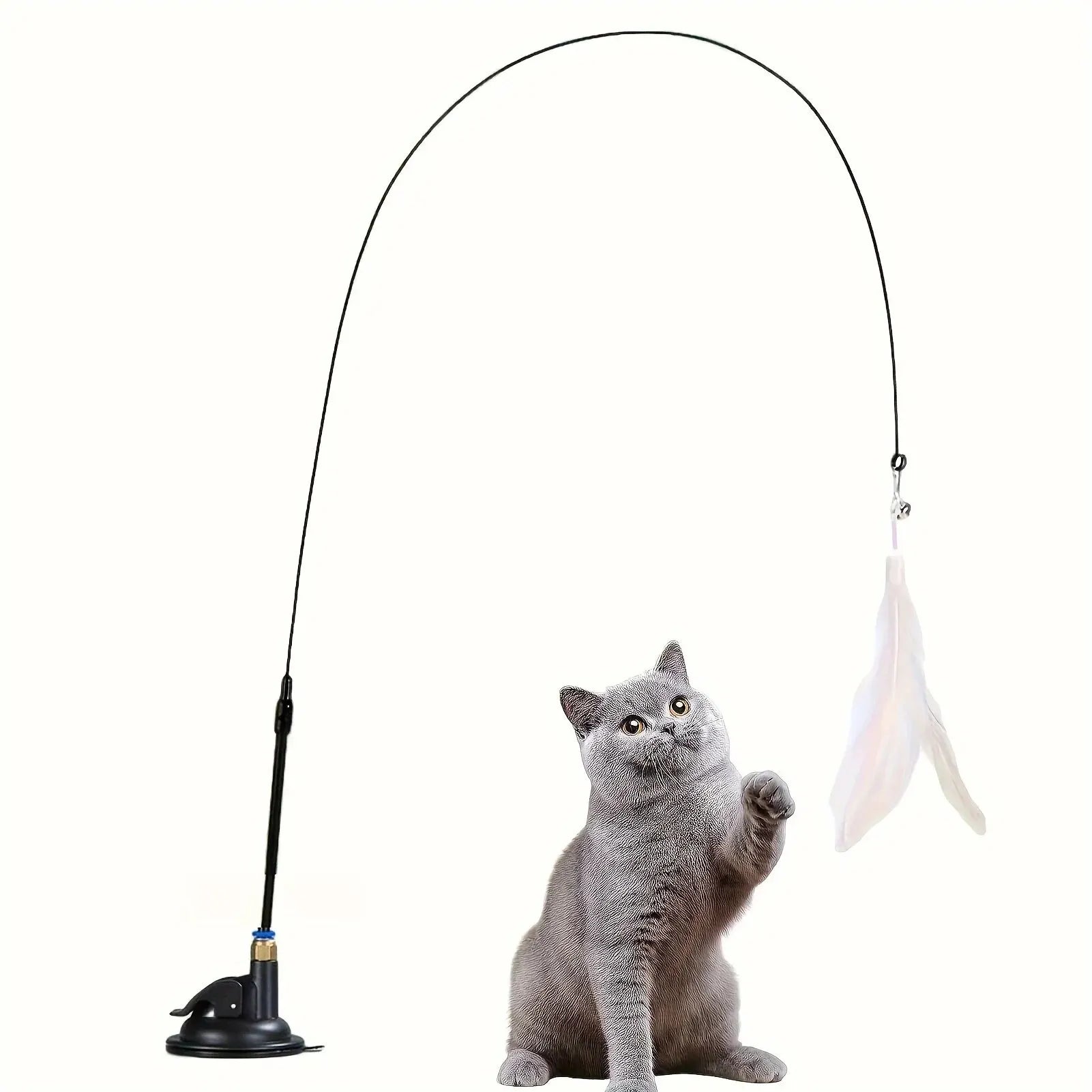  Interactive Cat Teaser Toy – Feather wand with bell attached, designed to engage cats in exciting play and exercise.