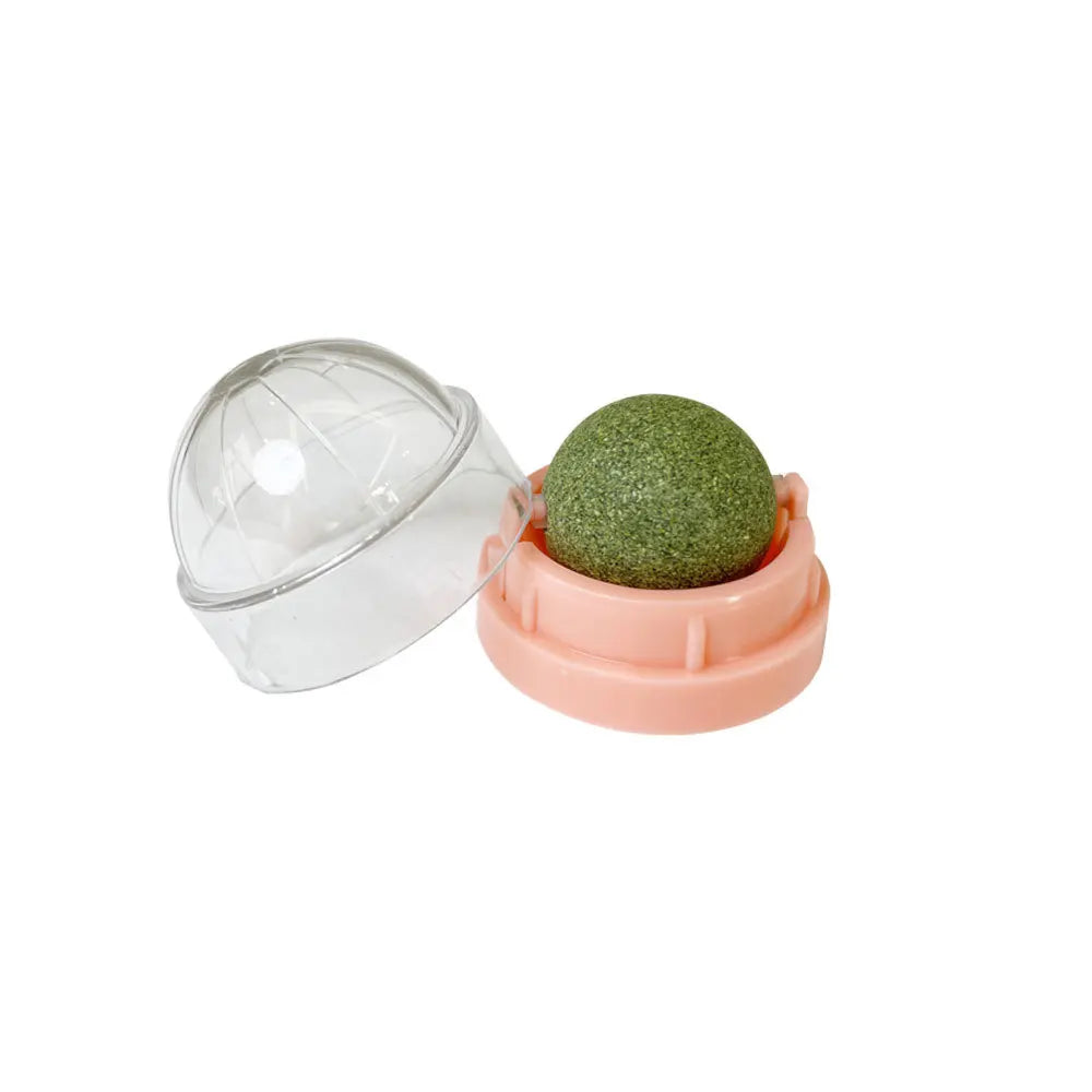Detailed view of the catnip ball texture, made from all-natural ingredients.
