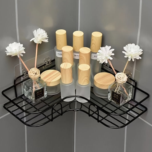 Detailed view of the high-quality, rust-resistant metal construction with smooth finish, perfect for securely storing toiletries.