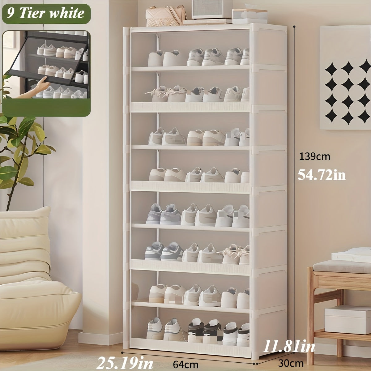 The clear covers allow quick shoe selection while protecting footwear from dust and dirt, making it ideal for daily use.