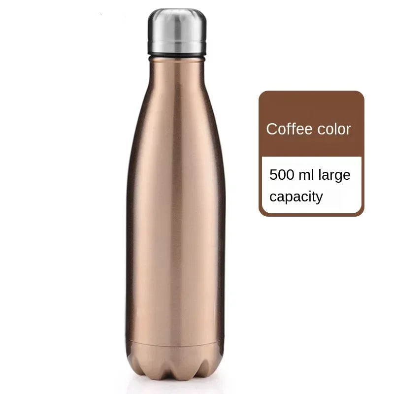 Compact 500ml stainless steel travel thermos with leakproof lid, suitable for school, office, and outdoor adventure.