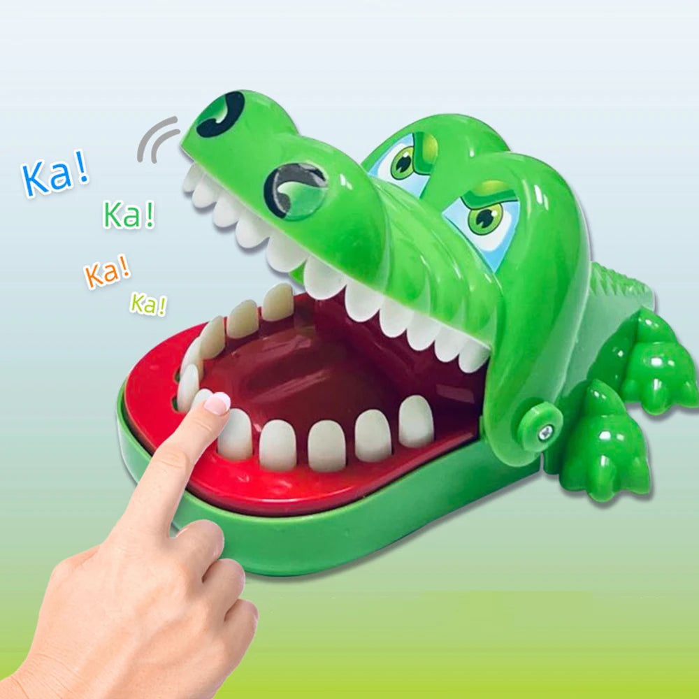 Fun crocodile teeth toy for kids, a reaction training game where players press the teeth and avoid getting bitten, perfect for parties and entertainment.
