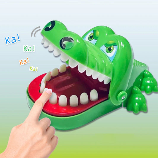 Fun crocodile teeth toy for kids, a reaction training game where players press the teeth and avoid getting bitten, perfect for parties and entertainment.